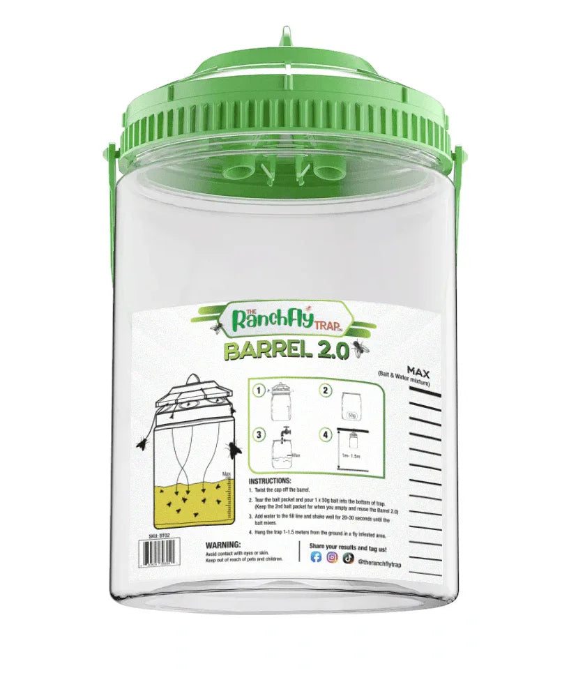 Reusable Barrel 2.0 Fly Trap + Bait - The Ranch Pest Control